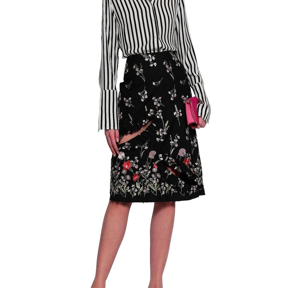 Floral Printed Black Skirt